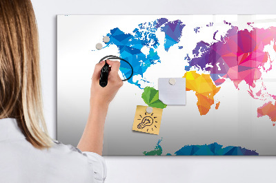 Magnetic writing board Abstract world map