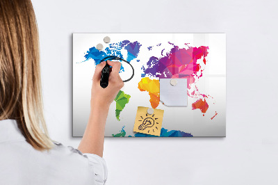 Magnetic writing board Abstract world map