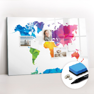 Magnetic writing board Abstract world map