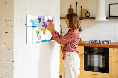 Magnetic writing board Abstract world map