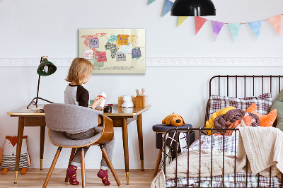 Magnetic writing board World Map from Letters