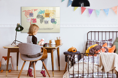 Magnetic writing board World map made of letters