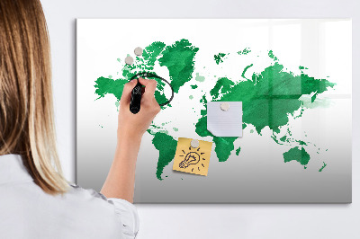 Magnetic writing board Green World Map