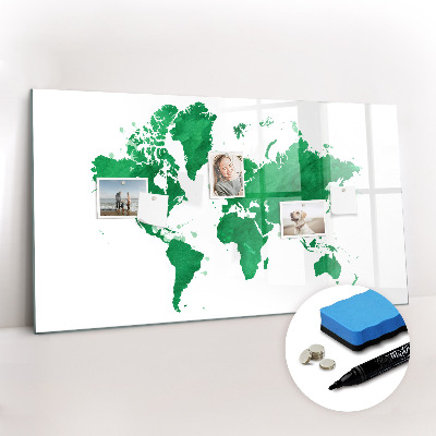 Magnetic writing board Green World Map