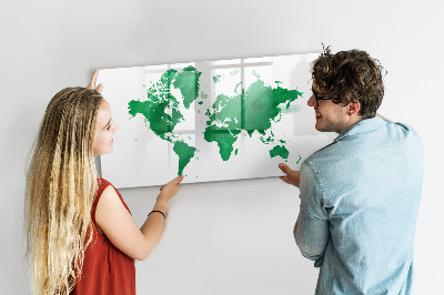 Magnetic writing board Green World Map