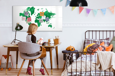 Magnetic writing board Green World Map