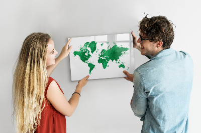 Magnetic writing board Green World Map