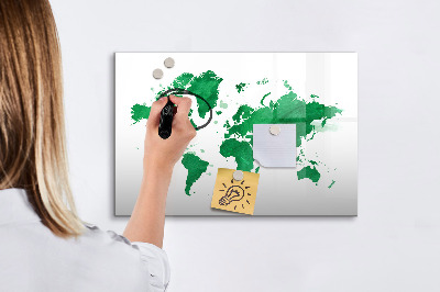 Magnetic writing board Green World Map