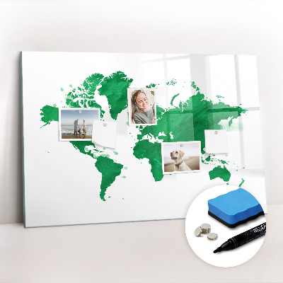 Magnetic writing board Green World Map