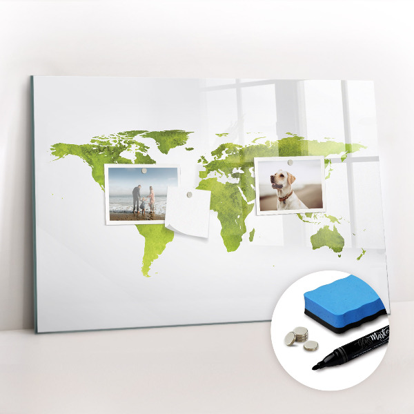 Magnetic erase board Watercolor world map