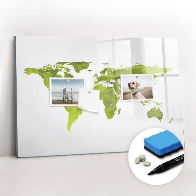 Magnetic erase board Watercolor world map