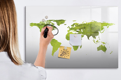 Magnetic erase board Watercolor world map