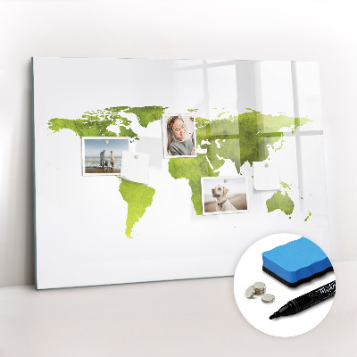 Magnetic erase board Watercolor world map