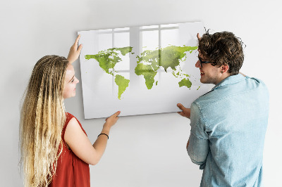 Magnetic erase board Watercolor world map