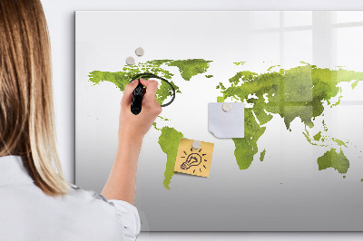 Magnetic erase board Watercolor world map