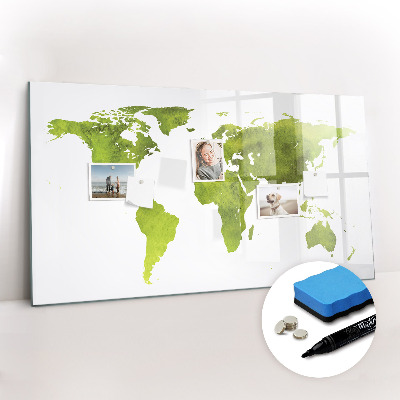 Magnetic erase board Watercolor world map