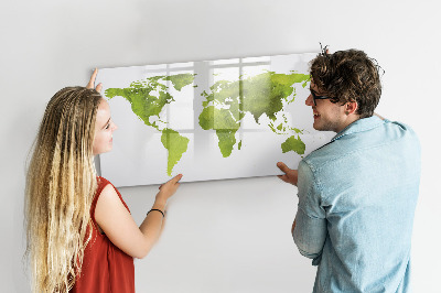 Magnetic erase board Watercolor world map