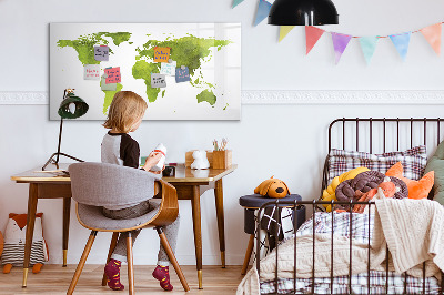 Magnetic erase board Watercolor world map