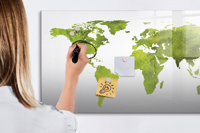 Magnetic erase board Watercolor world map