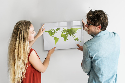 Magnetic erase board Watercolor world map