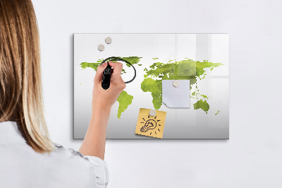 Magnetic erase board Watercolor world map