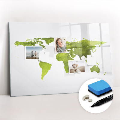 Magnetic erase board Watercolor world map