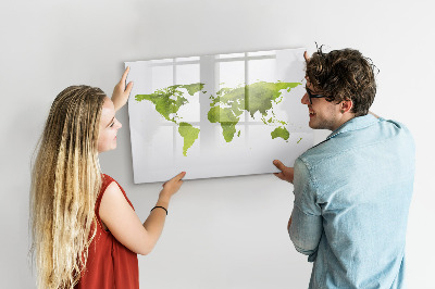 Magnetic erase board Watercolor world map
