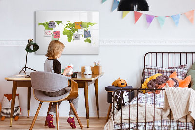 Magnetic erase board Watercolor world map
