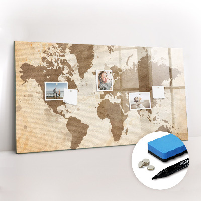 Magnetic writing board Painted map of the world