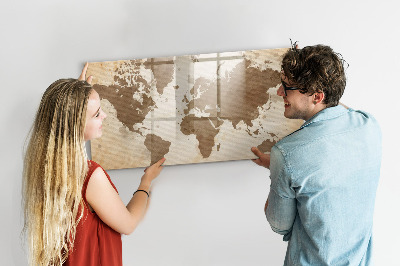 Magnetic writing board Painted map of the world