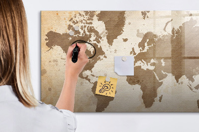 Magnetic writing board Painted map of the world