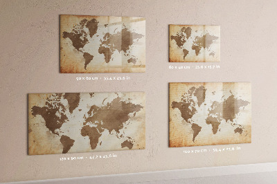 Magnetic board for writing Painted map of the world
