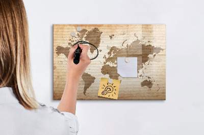 Magnetic writing board Painted map of the world