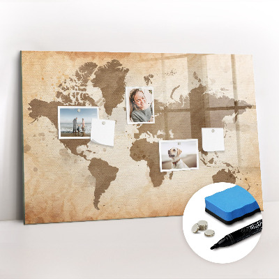 Magnetic writing board Painted map of the world
