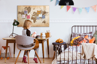 Magnetic board for writing Painted World Map