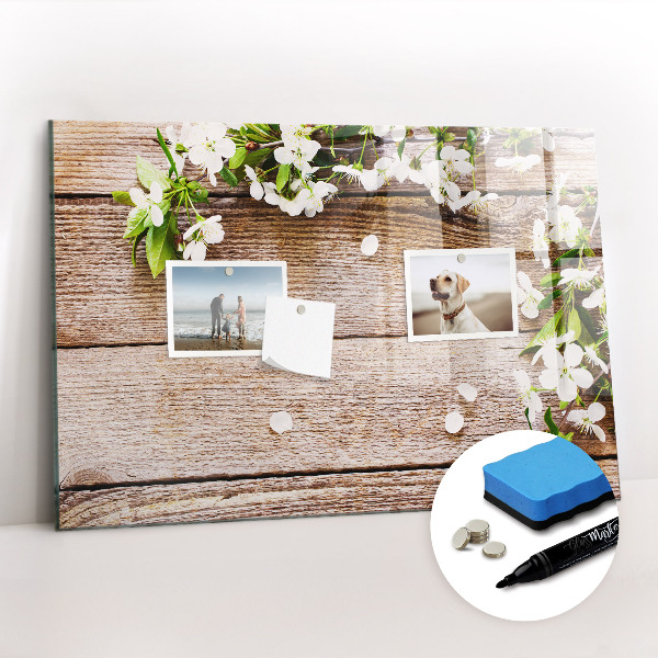 Magnetic erase board Flowers on wood