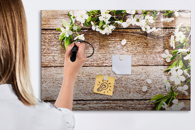 Magnetic board with marker Flowers on Wood