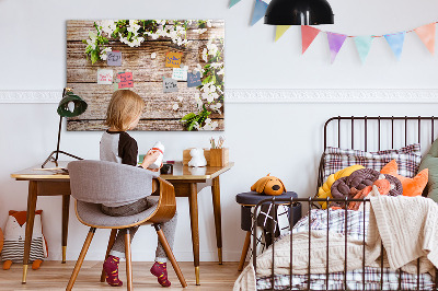 Magnetic erase board Flowers on wood