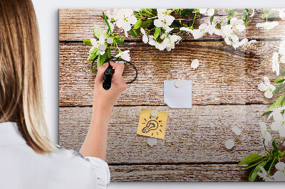 Magnetic board with marker Flowers on Wood