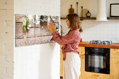 Magnetic board with marker Flowers on Wood