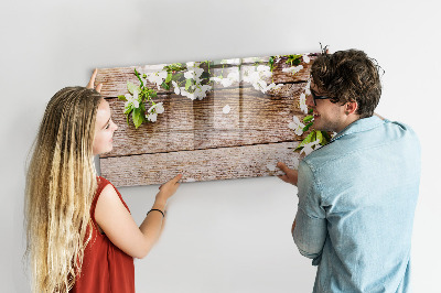 Magnetic erase board Flowers on wood