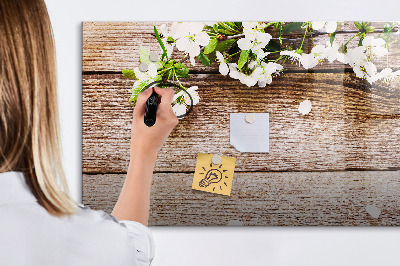 Magnetic board with marker Flowers on Wood