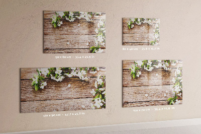 Magnetic board with marker Flowers on Wood