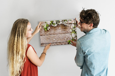 Magnetic board with marker Flowers on Wood