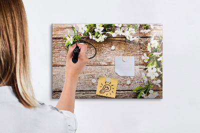 Magnetic erase board Flowers on wood