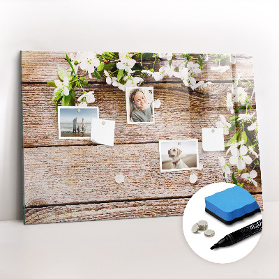 Magnetic erase board Flowers on wood