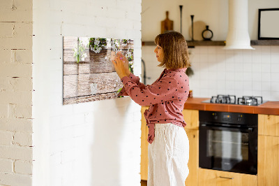 Magnetic board with marker Flowers on Wood