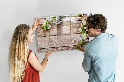 Magnetic erase board Flowers on wood