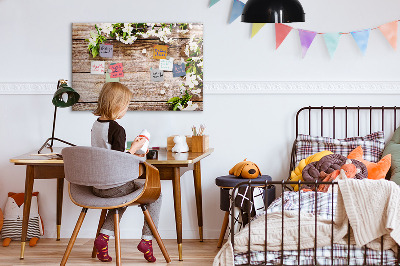 Magnetic erase board Flowers on wood