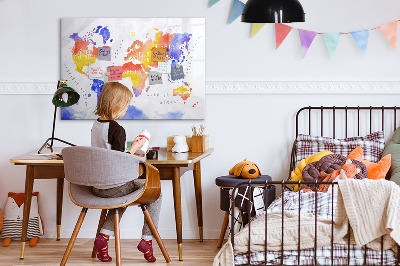 Magnetic erase board Watercolor world map